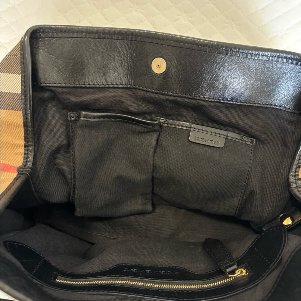 Burberry Tan and Black Tote Bag with Iconic Check Pattern - Picture 10 of 14